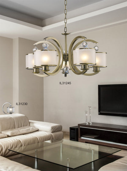 Diyas Lincoln Crystal Table Lamp 1 Light E27 Satin Nickel & Glass Shade
