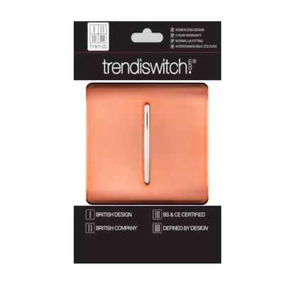 Trendi 1 Gang 2 Way 240V Screwless Artistic Modern Glossy 10 Amp Chrome Rocker Electrical Wall Light Switch in Copper (5 pack)