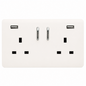 Trendi 2 Gang 13 Amp 2 x 3.1mA Type A USB Switched Plug Socket in Matt White - ART-SKT213USB31AAMWH