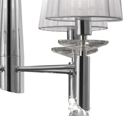 Mantra M3852 Tiffany Pendant 4+4 Light E14+G9, Polished Chrome with White Shades & Clear Crystal