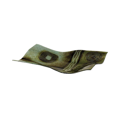 Diyas Home (DH) Carina Glass Art Platter Rectangle Green/Brown Glitter
