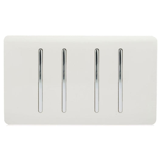 Trendi 4 Gang (2 Way & 1x Intermediate) Glossy 10 Amp Rocker Light Switch Ice White