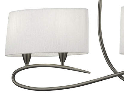 Mantra M3700 Lua Linear Pendant 2 Arm 4 Light E27, Satin Nickel with White Shades