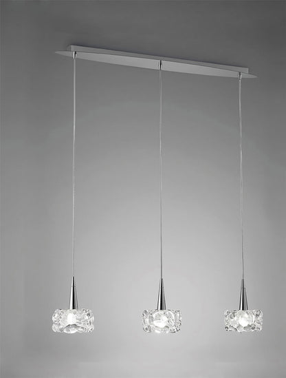 Mantra M3921 O2 Linear Pendant 3 Light G9 Line Small, Polished Chrome