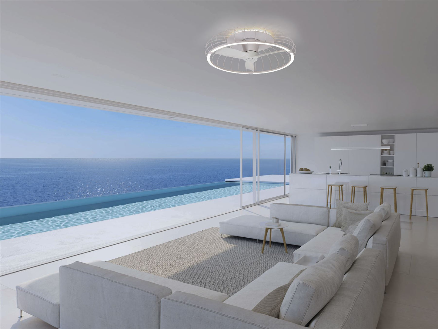 Nature 79cm 75W LED Dimmable Ceiling Light With Built-In 30W DC Reversible Fan, White Finish c/w Remote & APP Control, 5000lm