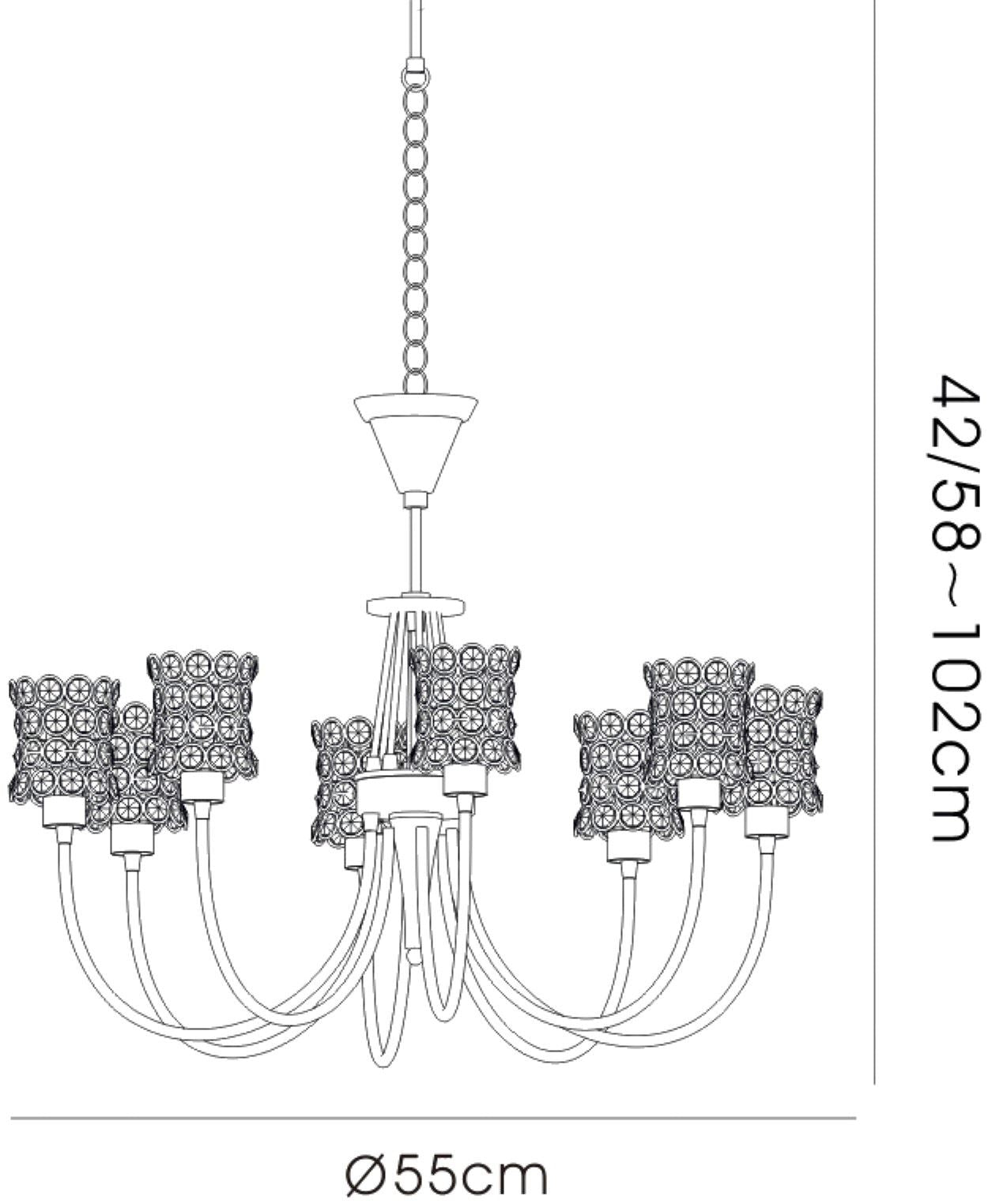Diyas Nelson  8 Light G9 Antique Brass/Crystal Ceiling Pendant Light Fitting