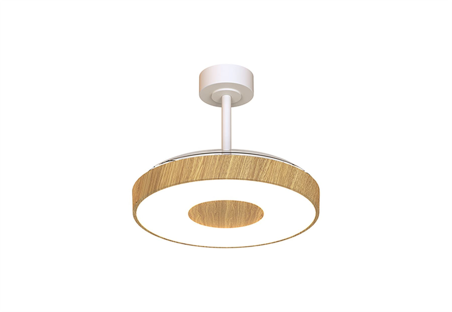 Coin Fan M 49cm 40W LED Dimmable Ceiling With Built-In 30W DC Fan, 3000-5000K Remote, APP, Alexa & Google Voice Control, 6400lm, Wood/White