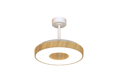 Coin Fan M 49cm 40W LED Dimmable Ceiling With Built-In 30W DC Fan, 3000-5000K Remote, APP, Alexa & Google Voice Control, 6400lm, Wood/White