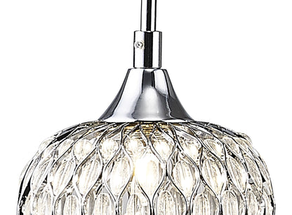 Diyas Chelsie Linear  3 Light G9 Line Polished Chrome/Clear Beaded Glass Ceiling Pendant Light Fitting