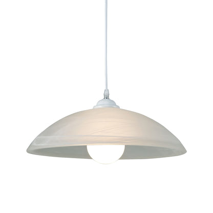 Deco Chester 1 Light E27 Pendant, Frosted Alabaster Glass with White Suspension Kit