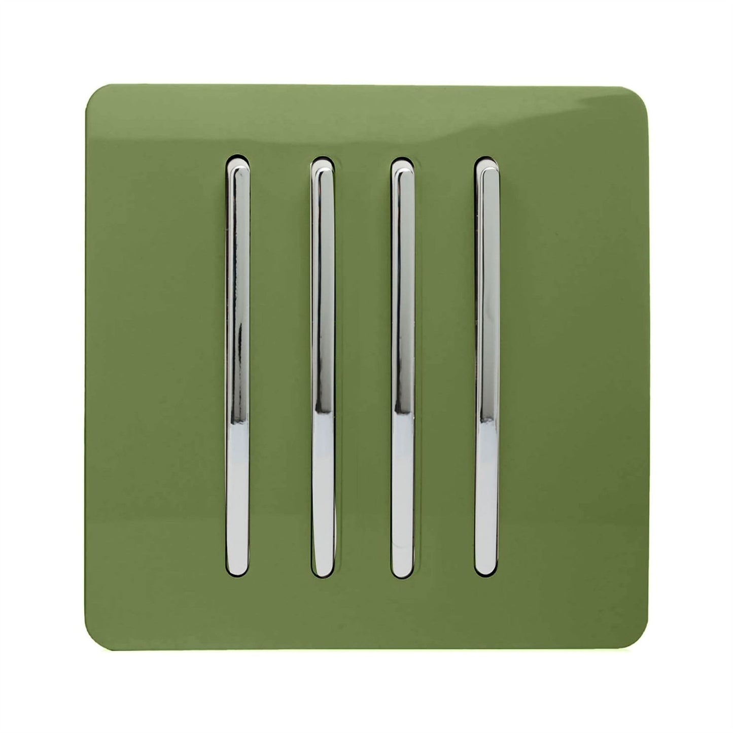Trendi 4 Gang 2 Way Artistic Modern Glossy 10 Amp Rocker Tactile Light Switch Moss Green