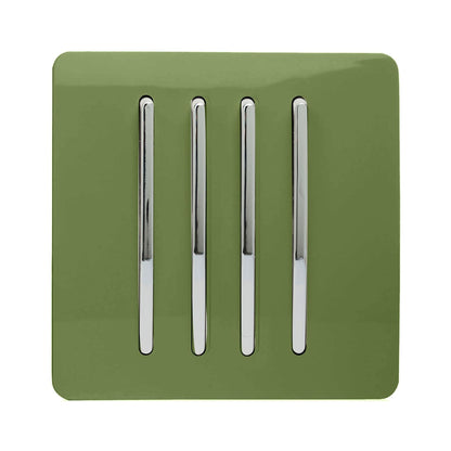 Trendi 4 Gang 2 Way Artistic Modern Glossy 10 Amp Rocker Tactile Light Switch Moss Green