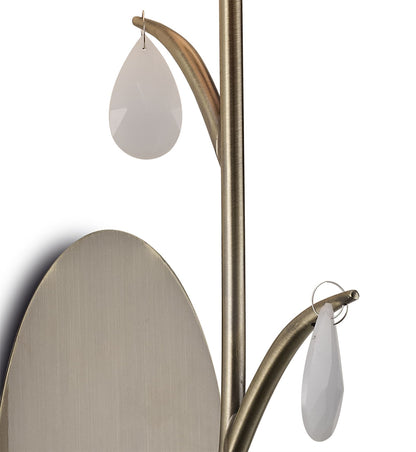 Mantra M6337 Andrea Wall Light, 1 x E14 (Max 20W), Antique Brass, White Shades, White Crystal Droplets