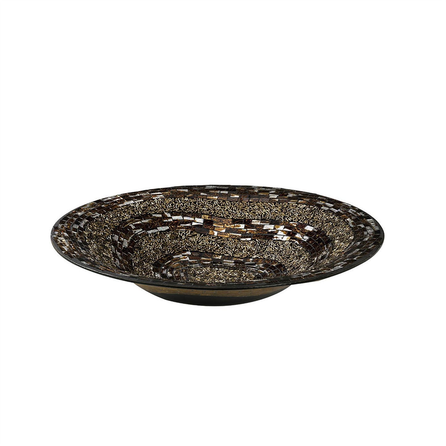 Diyas Home (DH) Ira Mosaic Platter Brown/French Gold Mosaic