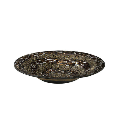 Diyas Home (DH) Ira Mosaic Platter Brown/French Gold Mosaic