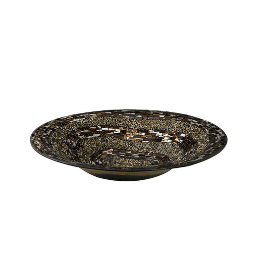 Diyas Home (DH) Ira Mosaic Platter Brown/French Gold Mosaic
