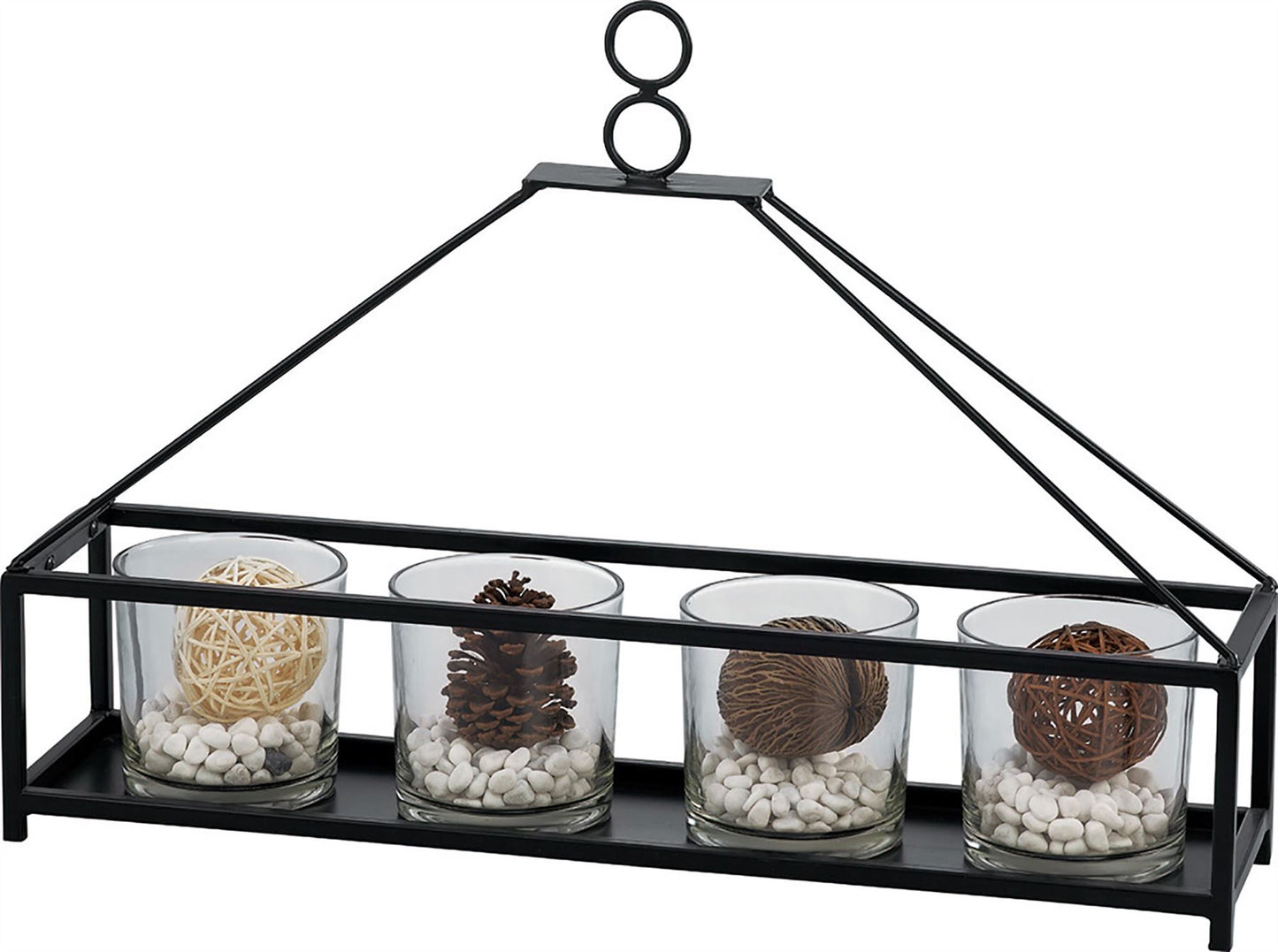 Diyas Home (DH) Athena 5 Candle Holder Medium Black/Clear Glass Art