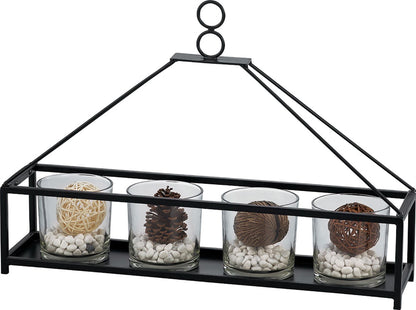 Diyas Home (DH) Athena 5 Candle Holder Medium Black/Clear Glass Art