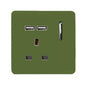 Trendi 1 Gang Artistic Modern Glossy 13 Amp 2x2.1mA USB Switched Tactile Moss Green