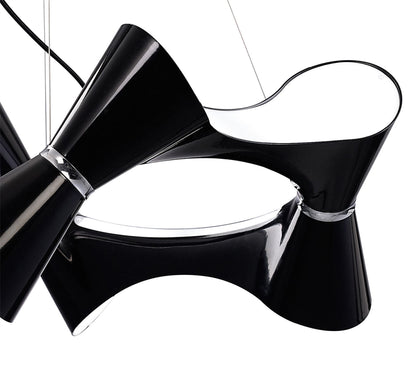 Mantra M1552 Ora Pendant 8 Twisted Round Light E27, Gloss Black/White Acrylic/Polished Chrome