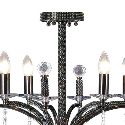 Diyas Fiore 53cm  4 Light E14 Black Chrome/Crystal Ceiling Pendant Light Fitting