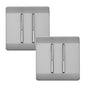 Trendi 2 Gang 2 Way 240V Screwless Artistic Modern Glossy 10 Amp Chrome Rocker Electrical Wall Light Switch in Brushed Steel (2 pack)