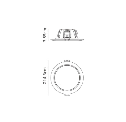 Mantra Fusion Fusion M6394 Graciosa 14.6cm Round LED Downlight, 10.8W, 3000K, 820lm, White, Cut Out 120mm, IP44, 3yrs Warranty