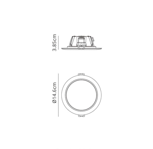 Mantra Fusion Fusion M6394 Graciosa 14.6cm Round LED Downlight, 10.8W, 3000K, 820lm, White, Cut Out 120mm, IP44, 3yrs Warranty