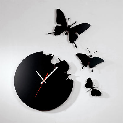 Diyas Home (DH) Infinity Cutout Butterfly Clock Black Wall