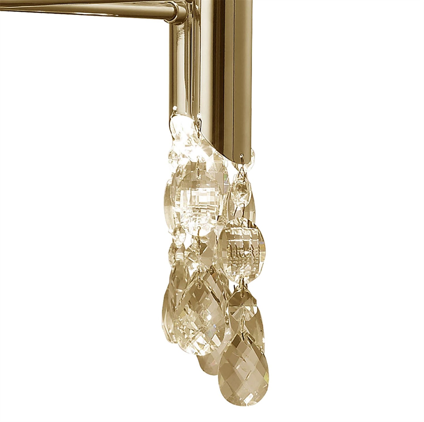 Mantra Tiffany 55cm Pendant 4+4 Light E14+G9, French Gold with Cream Shades & Clear Crystal