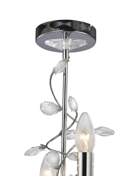 Diyas Willow 64cm  WITHOUT SHADE 8 Light E14 Polished Chrome/Crystal Ceiling Pendant Light Fitting