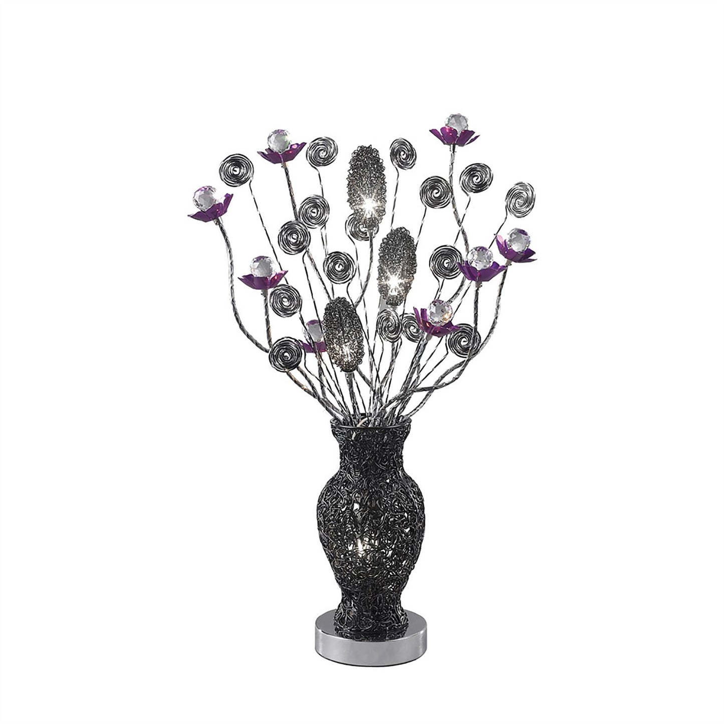 Diyas Home Nevada Aluminium (DH) Nevada Crystal Table Lamp 4 Light G4 Black/Purple, NOT LED/CFL Compatible