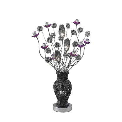 Diyas Home Nevada Aluminium (DH) Nevada Crystal Table Lamp 4 Light G4 Black/Purple, NOT LED/CFL Compatible