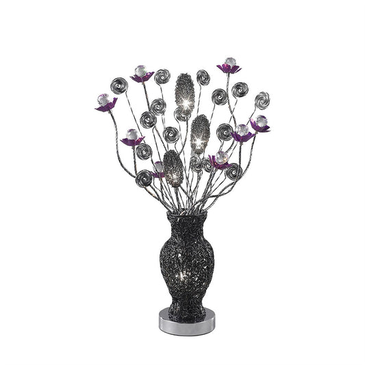 Diyas Home Nevada Aluminium (DH) Nevada Crystal Table Lamp 4 Light G4 Black/Purple, NOT LED/CFL Compatible