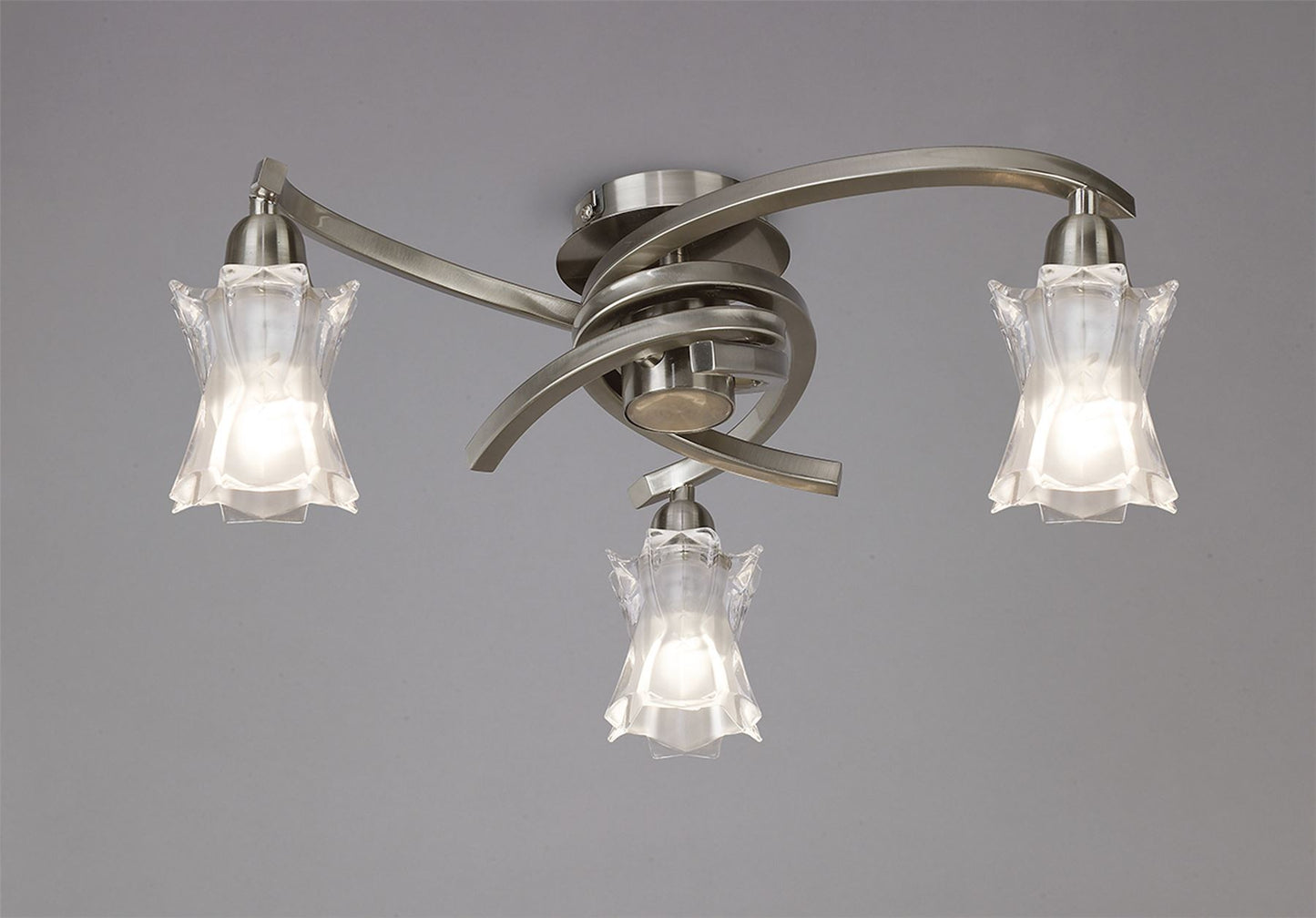 Mantra Alaska GU10 37cm Ceiling 3 Light L1/SGU10, Satin Nickel, CFL Lamps INCLUDED