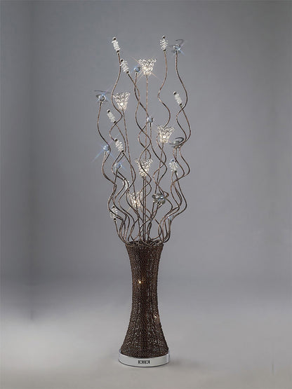 Diyas Home Kristal Aluminium (DH) Kristal Floor Lamp 7 Light G4 Polished Chrome/Coffee/Silver/Crystal, NOT LED/CFL Compatible