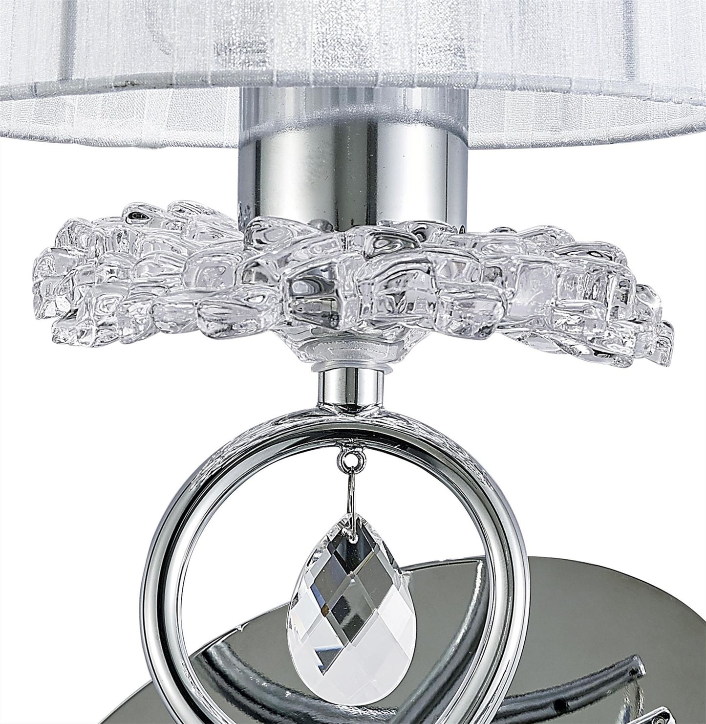 Mantra M5277 Louise Wall Light 1 Light E27 with White Shade Polished Chrome/Clear Crystal