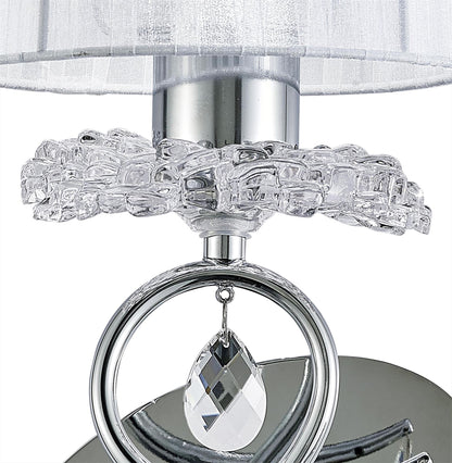 Mantra M5277 Louise Wall Light 1 Light E27 with White Shade Polished Chrome/Clear Crystal