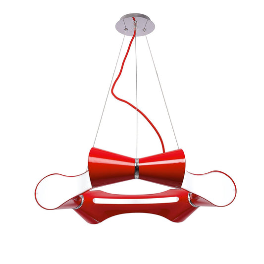 Mantra M1560 Ora Pendant 6 Flat Round Light E27, Gloss Red/White Acrylic/Polished Chrome