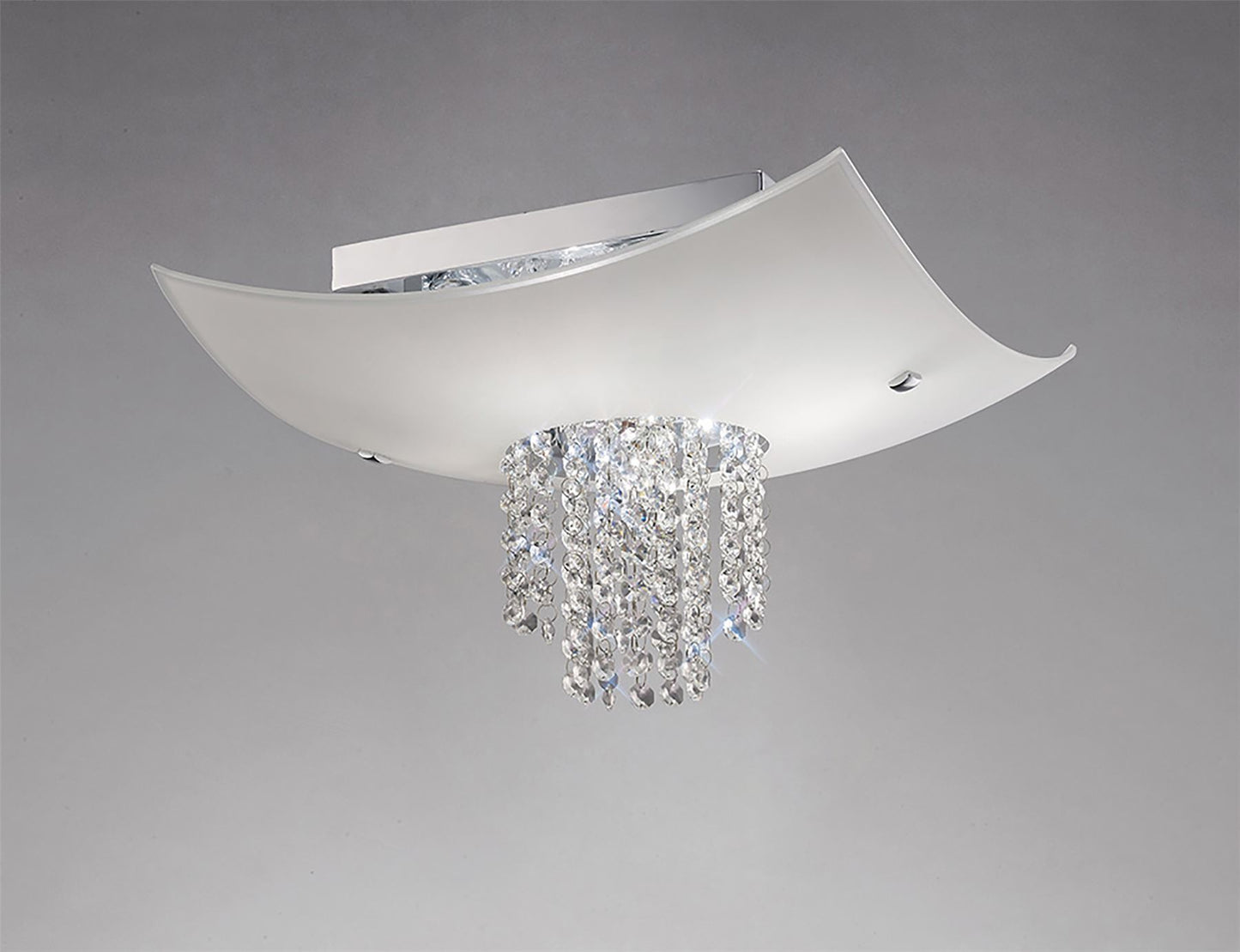 Diyas Nyla Square Flush  5 Light E14 Polished Chrome/Glass/Crystal Ceiling Light Fitting