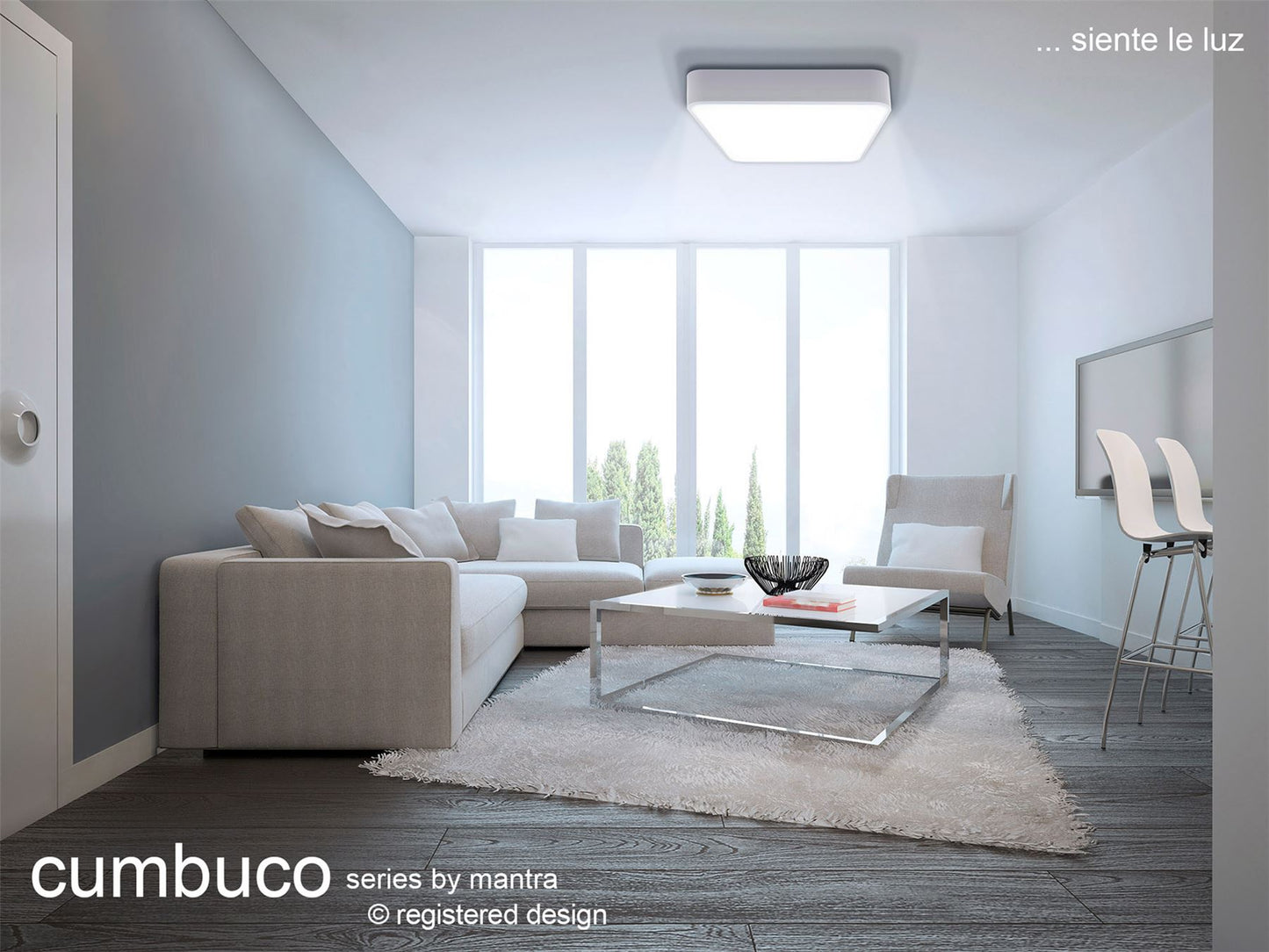 Mantra Fusion M5502 Cumbuco Flush 40cm Square, 2100lm, 35W LED 4000K White/ Acrylic, 3yrs Warranty - M5502 Ceiling