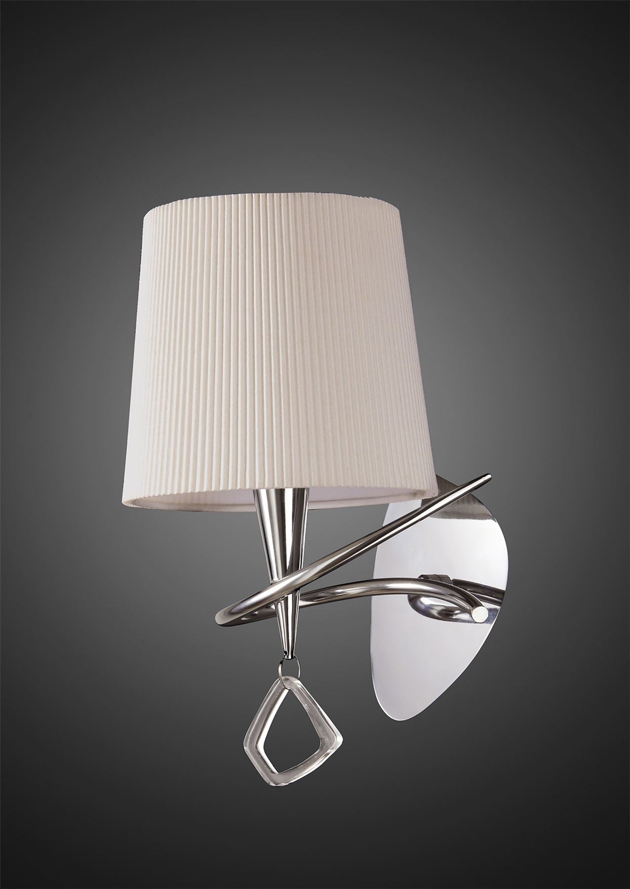 Mantra Mara Wall Light Switched 1 Light E14, Polished Chrome with Ivory White Shade