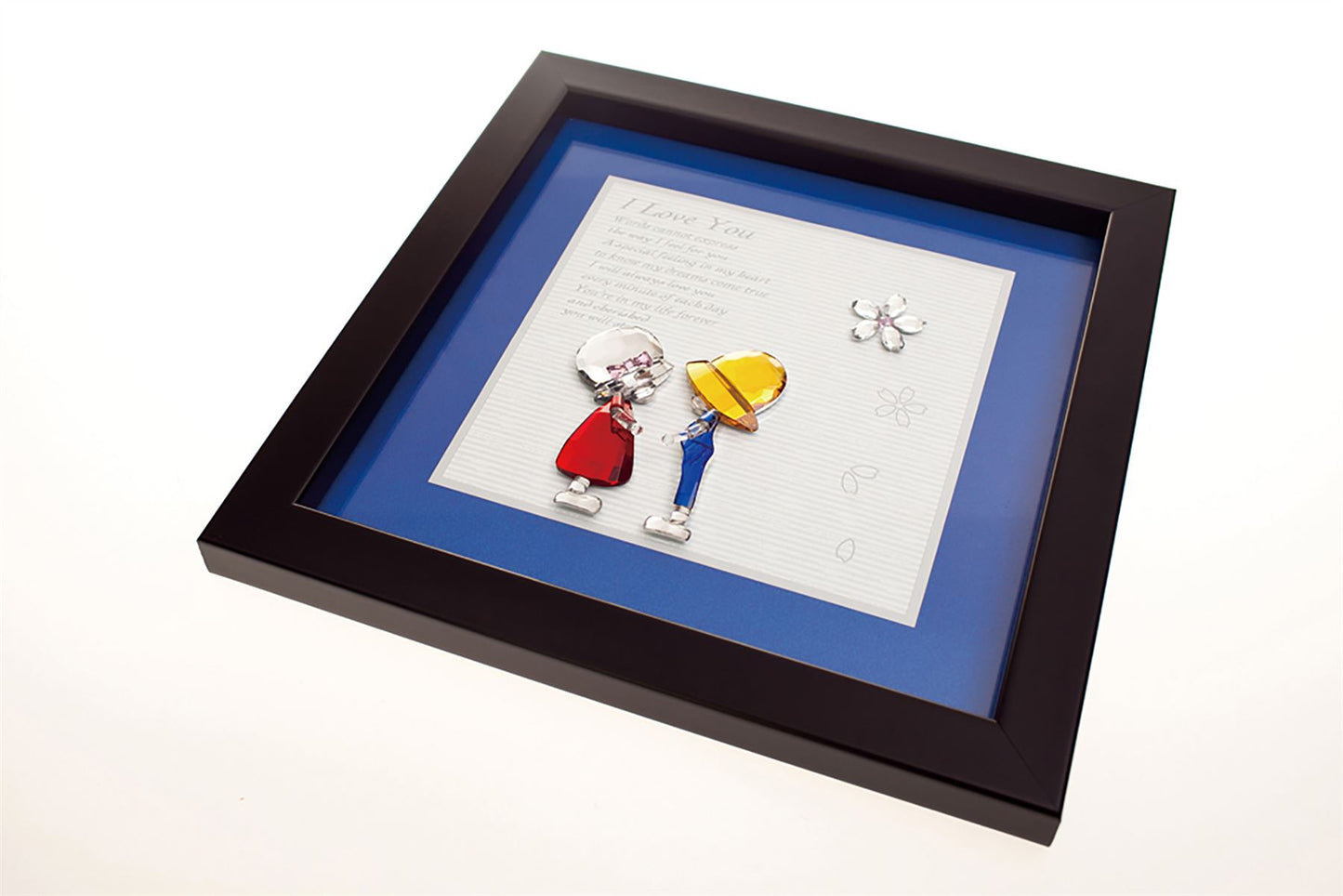 Diyas Home Crystal Wall Art (DH) Emotion Boy and Girl, Black Frame, Amber, Blue, Clear, Red Crystal Framed