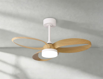 Infinity Fan 92.6cm 24W LED Dimmable Ceiling Light With Built-In 30W DC Reversible Fan, Remote Control 2700-5000K, 1800lm, White/Wood