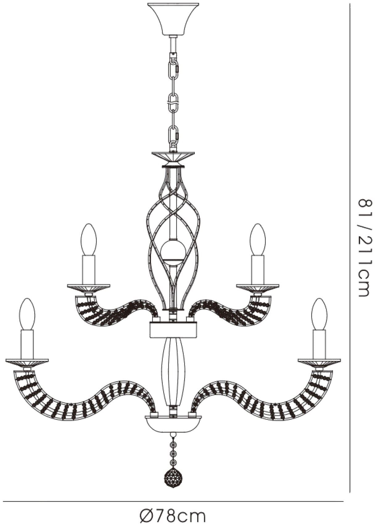 Diyas Santo 78cm  2 Tier 12 Light E14 Polished Chrome/Crystal Ceiling Pendant Light Fitting