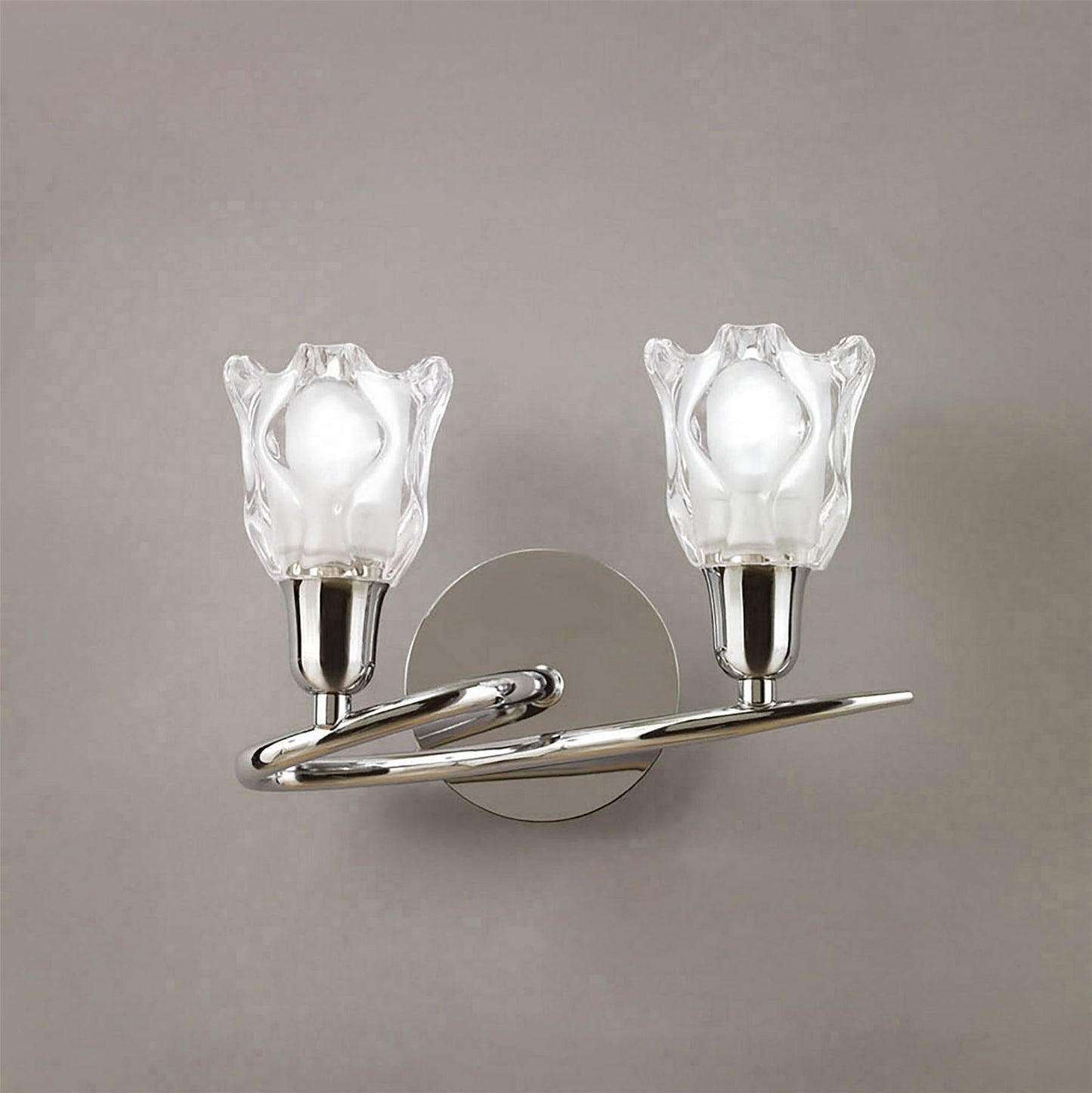 Mantra Amel Wall Light Switched 2 Light L1/SGU10, Polished Chrome, CFL Lamps INCLUDED