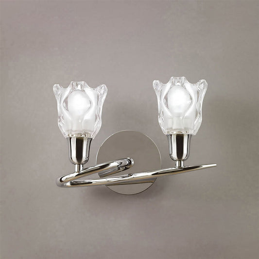 Mantra Amel Wall Light Switched 2 Light L1/SGU10, Polished Chrome, CFL Lamps INCLUDED