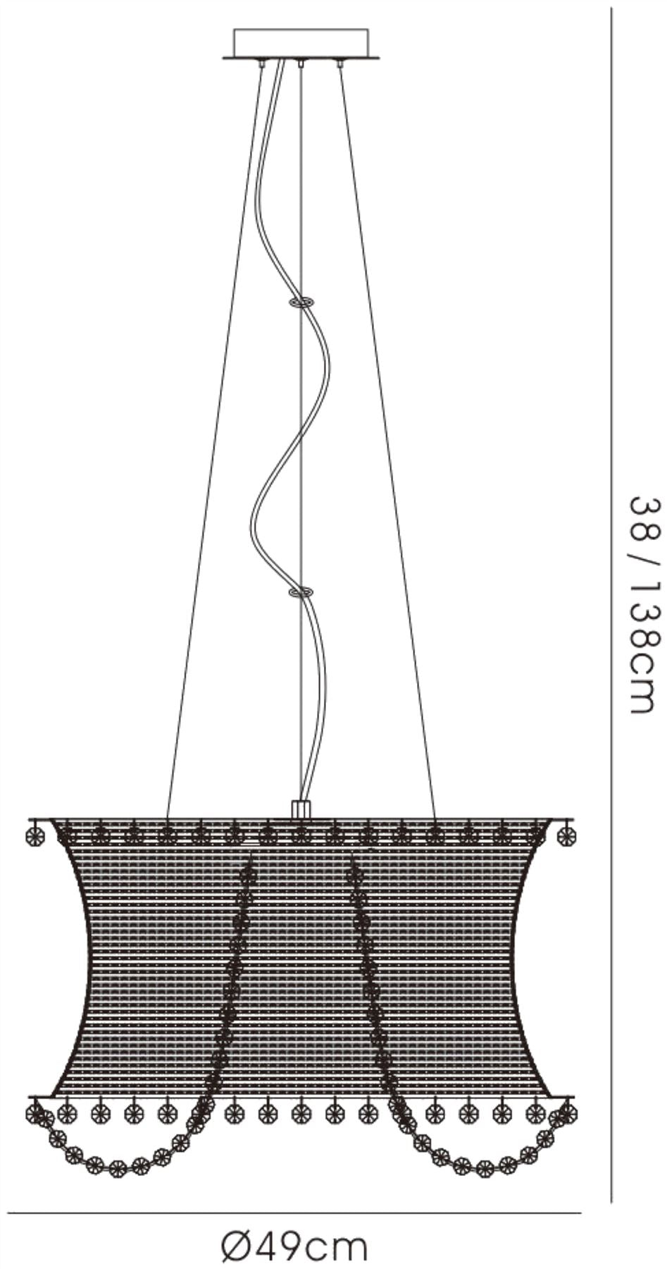 Diyas Lanzo 49cm  Round 4 Light E14 Black Chrome/Crystal Ceiling Pendant Light Fitting