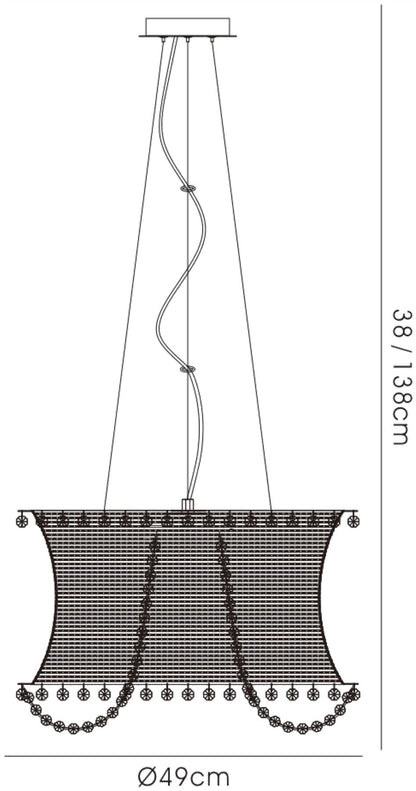Diyas Lanzo 49cm  Round 4 Light E14 Black Chrome/Crystal Ceiling Pendant Light Fitting