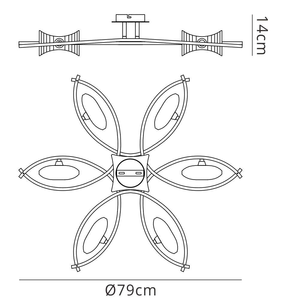 Mantra Kromo 79cm Ceiling 6 Light G9, Antique Brass